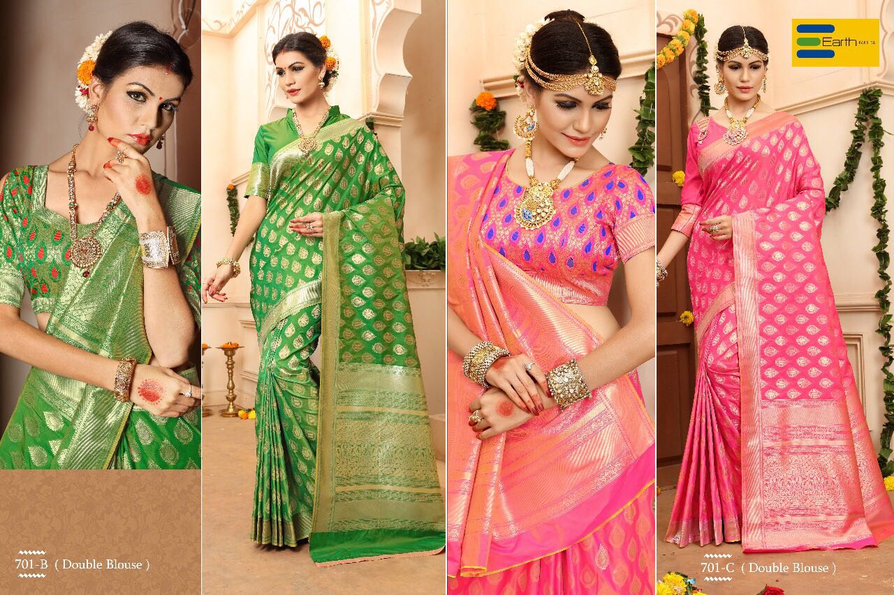 Rainbow By Earth 701-a To 707-c Series Beautiful Indian Designer Festive Collection Occasional Wear Pure Banarasi Silk Printed Sarees At Wholesale Price