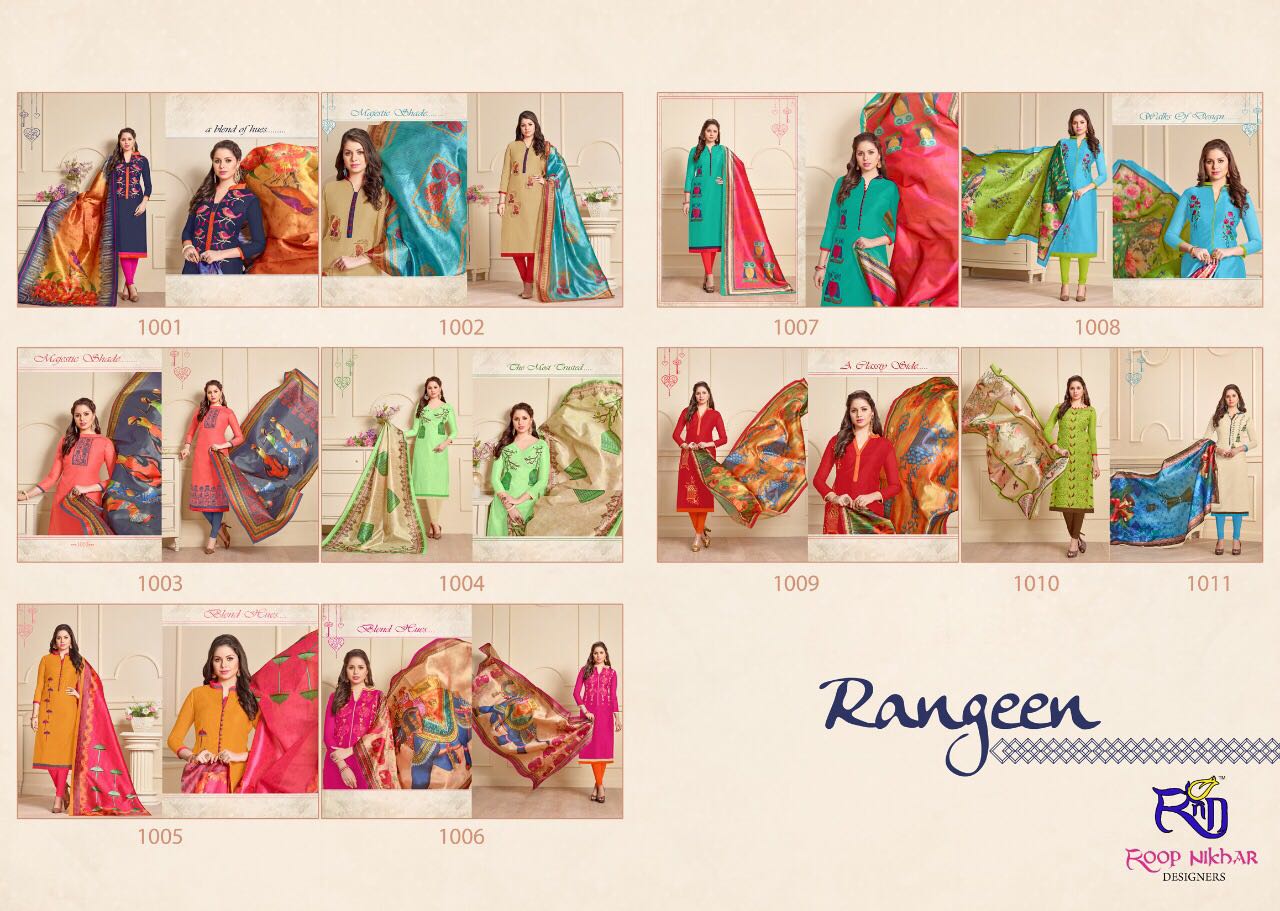 Rangeen By Roop Nikhar Designers 1001 To 1011 Beautiful Stylish Fancy Colorful Party Wear & Ethnic Wear Modal Silk Dresses At Wholesale Price