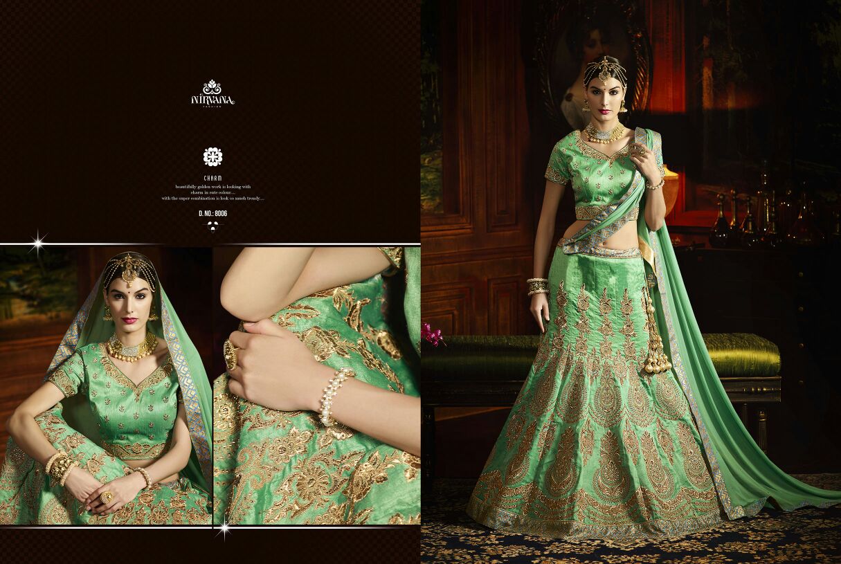 Sale-rangreza Vol-1 By Nirvana Fashion 8001 To 8009 Series Indian Traditional Beautiful Stylish Designer Heavy Embroidered Occasional Wear Wedding Wear Fancy Lehengas At Wholesale Price