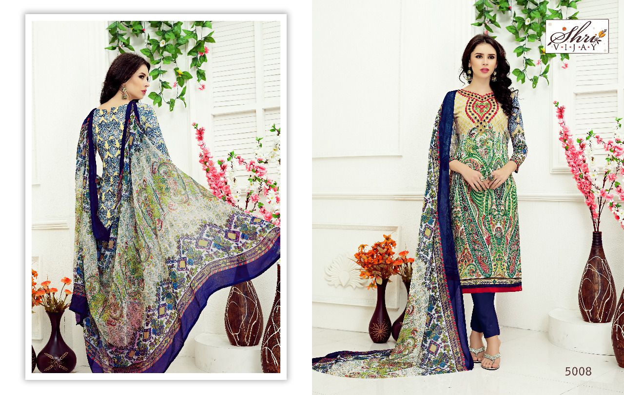 Razeena By Shri Vijay 5001 To 5010 Series Beautiful Stylish Colorful Fancy Ethnic Wear & Casual Wear Cambric Cotton Dresses At Wholesale Price
