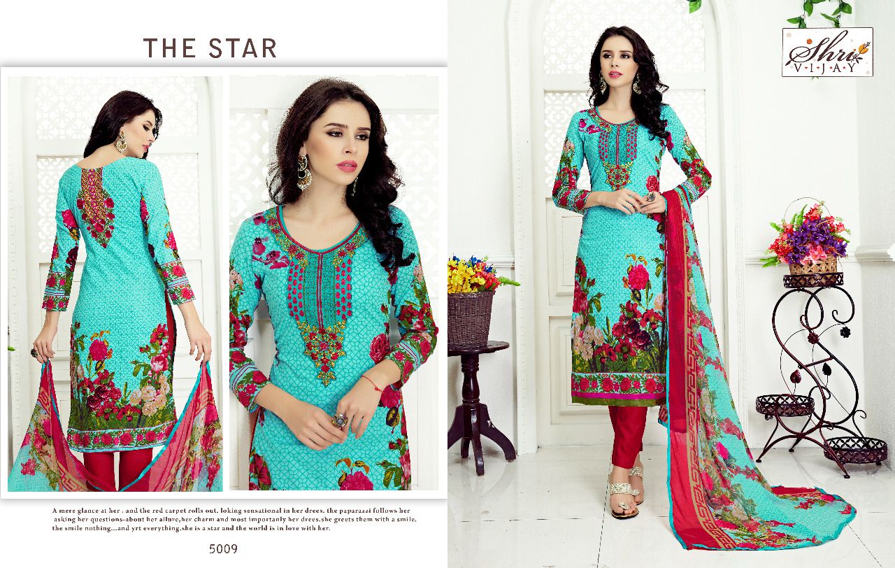 Razeena By Shri Vijay 5001 To 5010 Series Beautiful Stylish Colorful Fancy Ethnic Wear & Casual Wear Cambric Cotton Dresses At Wholesale Price