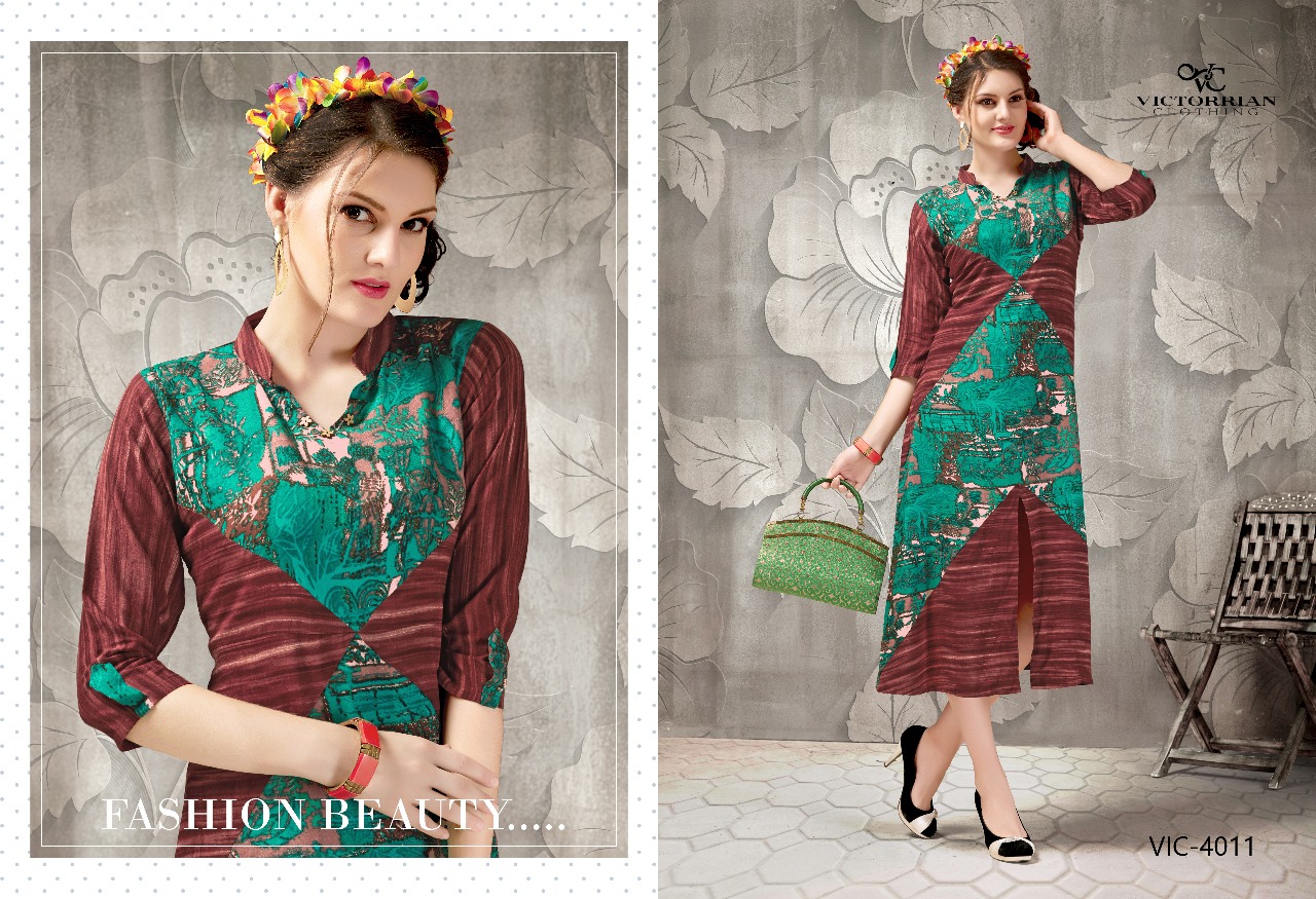 Reload Vol-5 By Victorrian Clothing 4011 To 4018 Series Beautiful Stylish Colorful Fancy Casual Wear & Ethnic Wear Vicscose Rayon Printed Kurtis At Wholesale Price