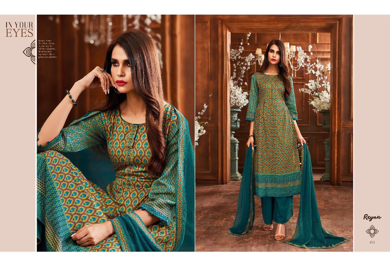 Reyna By Ganga Fashion 211 To 219 Series Beautiful Stylish Colorful Fancy Designer Suits Party Wear & Occasional Wear Heavy Cotton Satin Dresses At Wholesale Price