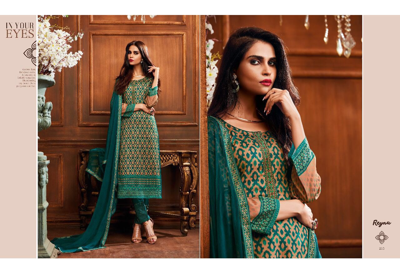 Reyna By Ganga Fashion 211 To 219 Series Beautiful Stylish Colorful Fancy Designer Suits Party Wear & Occasional Wear Heavy Cotton Satin Dresses At Wholesale Price
