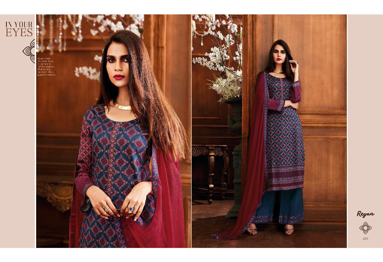 Reyna By Ganga Fashion 211 To 219 Series Beautiful Stylish Colorful Fancy Designer Suits Party Wear & Occasional Wear Heavy Cotton Satin Dresses At Wholesale Price