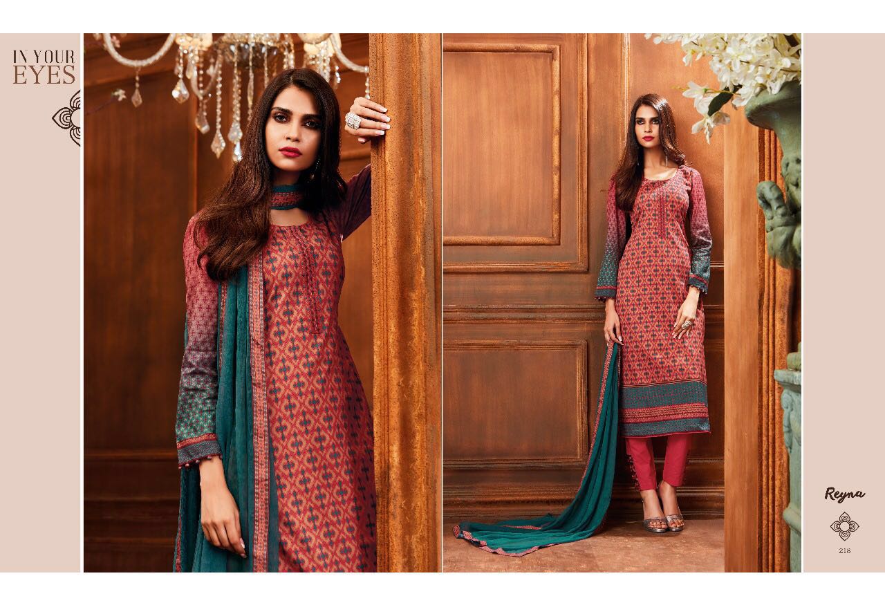 Reyna By Ganga Fashion 211 To 219 Series Beautiful Stylish Colorful Fancy Designer Suits Party Wear & Occasional Wear Heavy Cotton Satin Dresses At Wholesale Price