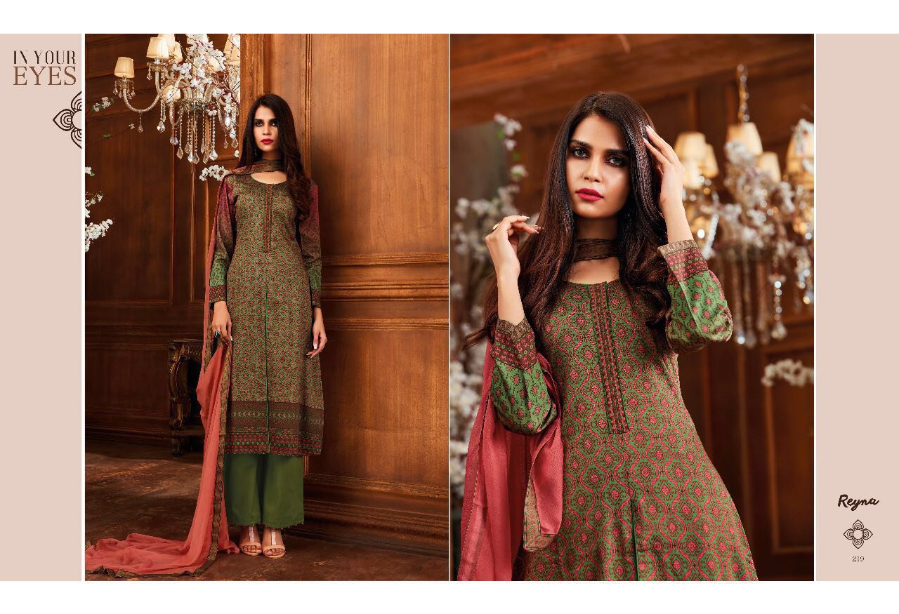 Reyna By Ganga Fashion 211 To 219 Series Beautiful Stylish Colorful Fancy Designer Suits Party Wear & Occasional Wear Heavy Cotton Satin Dresses At Wholesale Price