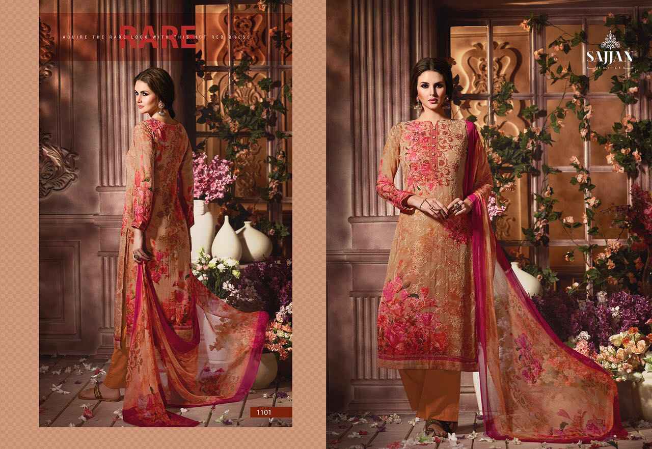 Rose Vol-11 By Sajjan 1101 To 1109 Series Beautiful Designer Pakistani Suits With Aari Work Fancy Casual Wear & Occasional Wear Visscos Georgette Printed Dresses At Wholesale Price