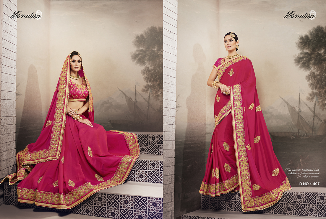 Royal Couture By Monalisa 401 To 422 Series Indian Traditional Beautiful Stylish Designer Heavy Embroidered Party Wear Fancy Sarees At Wholesale Price