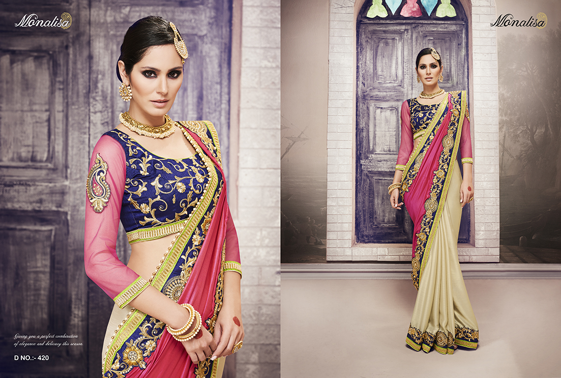 Royal Couture By Monalisa 401 To 422 Series Indian Traditional Beautiful Stylish Designer Heavy Embroidered Party Wear Fancy Sarees At Wholesale Price