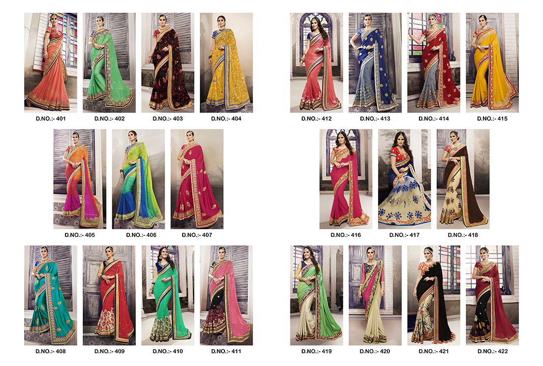 Royal Couture By Monalisa 401 To 422 Series Indian Traditional Beautiful Stylish Designer Heavy Embroidered Party Wear Fancy Sarees At Wholesale Price