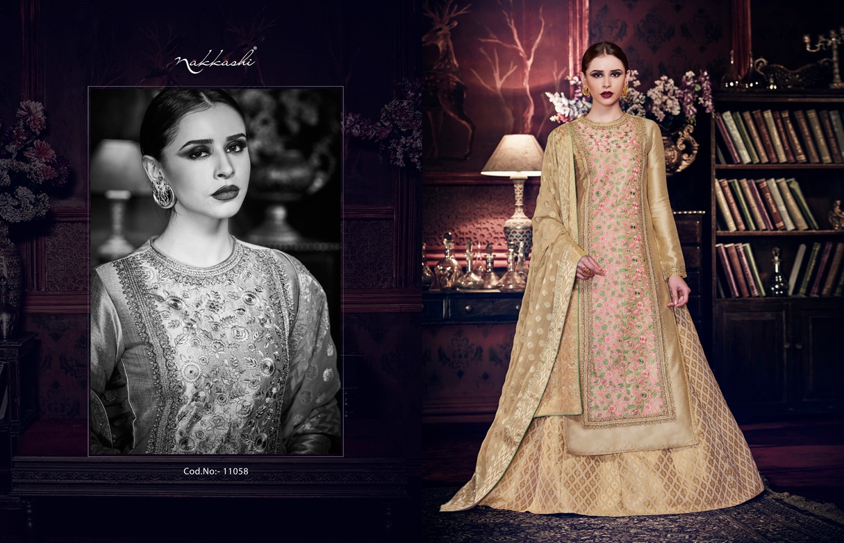 Royal Elegance By Nakkashi 11052 To 11058 Series Designer Wedding Collection Beautiful Fancy Colorful Party Wear & Occasional Wear Silk & Georgette Dresses At Wholesale Price