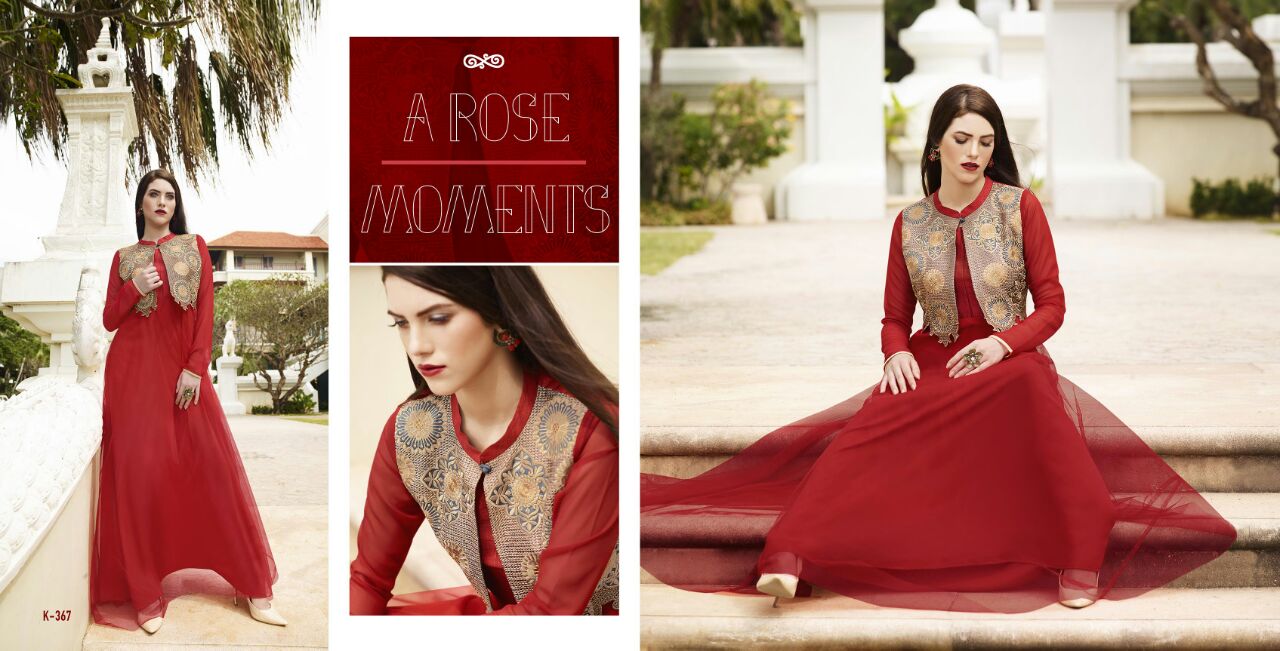 Royal Red By Eternal 356 To 367 Series Bollywood Beautiful Stylish Designer Embroidered Party Wear Ready To Wear Silk Gown At Wholesale Price