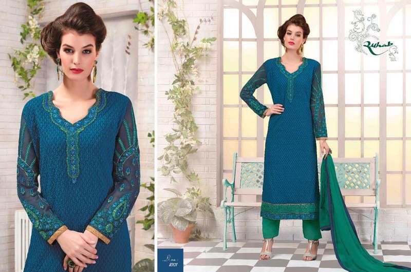 Sale-ruhab-13 2700 To 2706 By Shivam Beautiful Embroidered Stylish Pretty Party Wear Casual Wear Occasional Wear Dresses At Wholesale Price