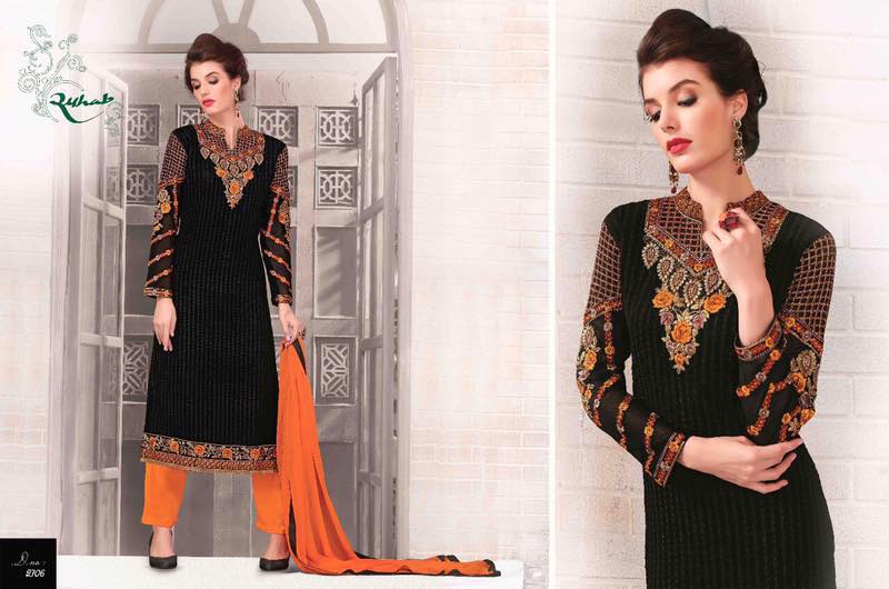 Sale-ruhab-13 2700 To 2706 By Shivam Beautiful Embroidered Stylish Pretty Party Wear Casual Wear Occasional Wear Dresses At Wholesale Price