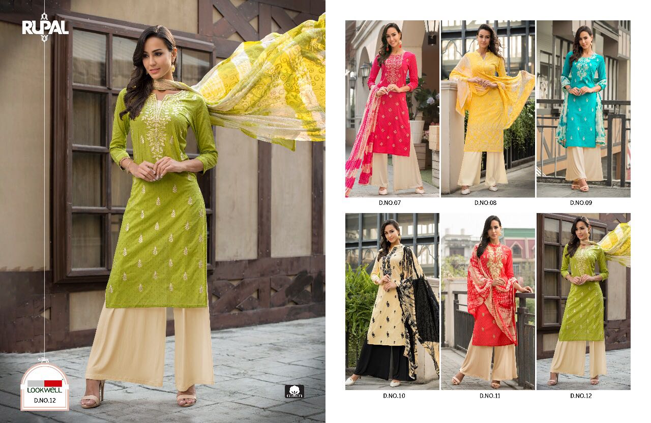 Rupal By Lookwell 07 To 12 Series Beautiful Stylish Fancy Colorful Party Wear & Ethnic Wear Pure Cotton Embroidered Dresses At Wholesale Price