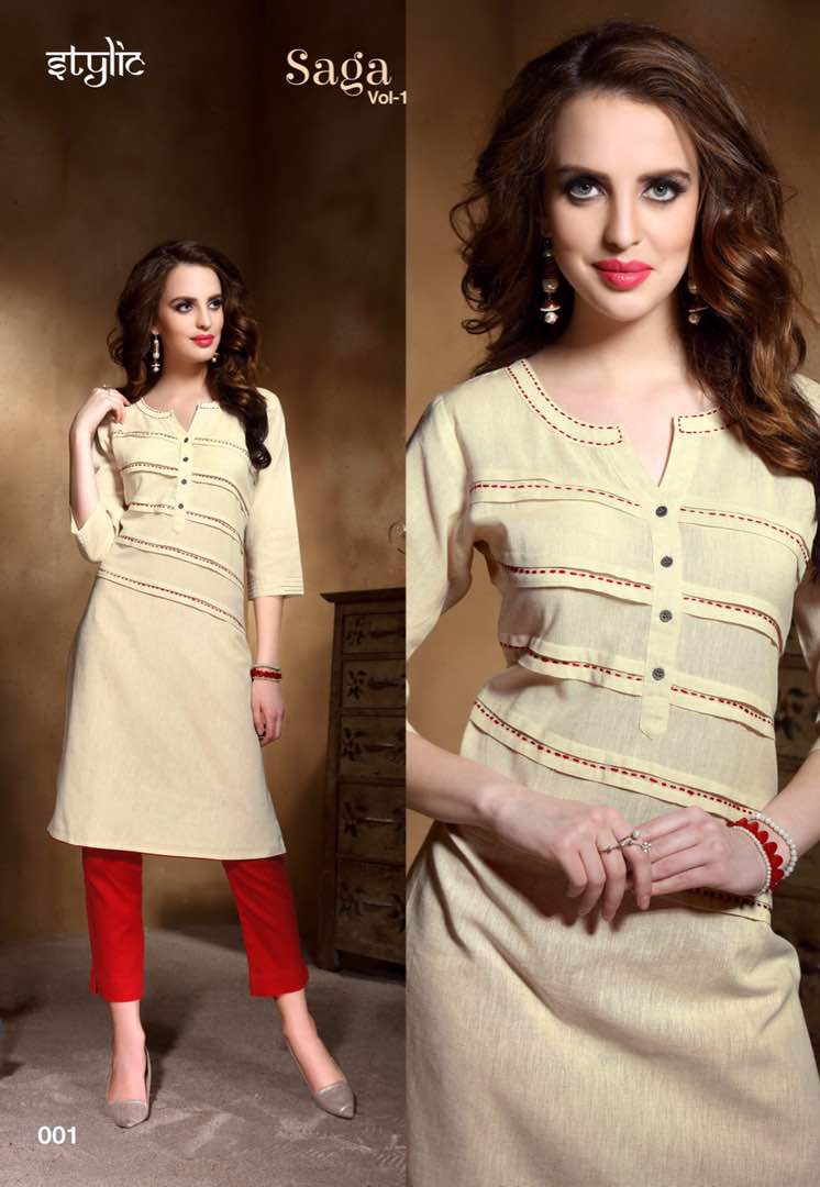 Saga-1 Unique Top & Pant Concept 001 To 010 Series By Stylic Beautiful Colorful Stylish Fancy Pretty Party Wear Casual Wear Occasional Wear Printed Kurti At Wholesale Price