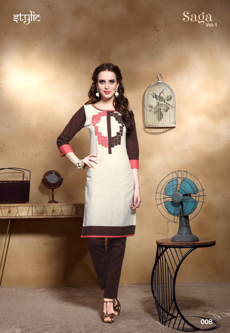 Saga-1 Unique Top & Pant Concept 001 To 010 Series By Stylic Beautiful Colorful Stylish Fancy Pretty Party Wear Casual Wear Occasional Wear Printed Kurti At Wholesale Price