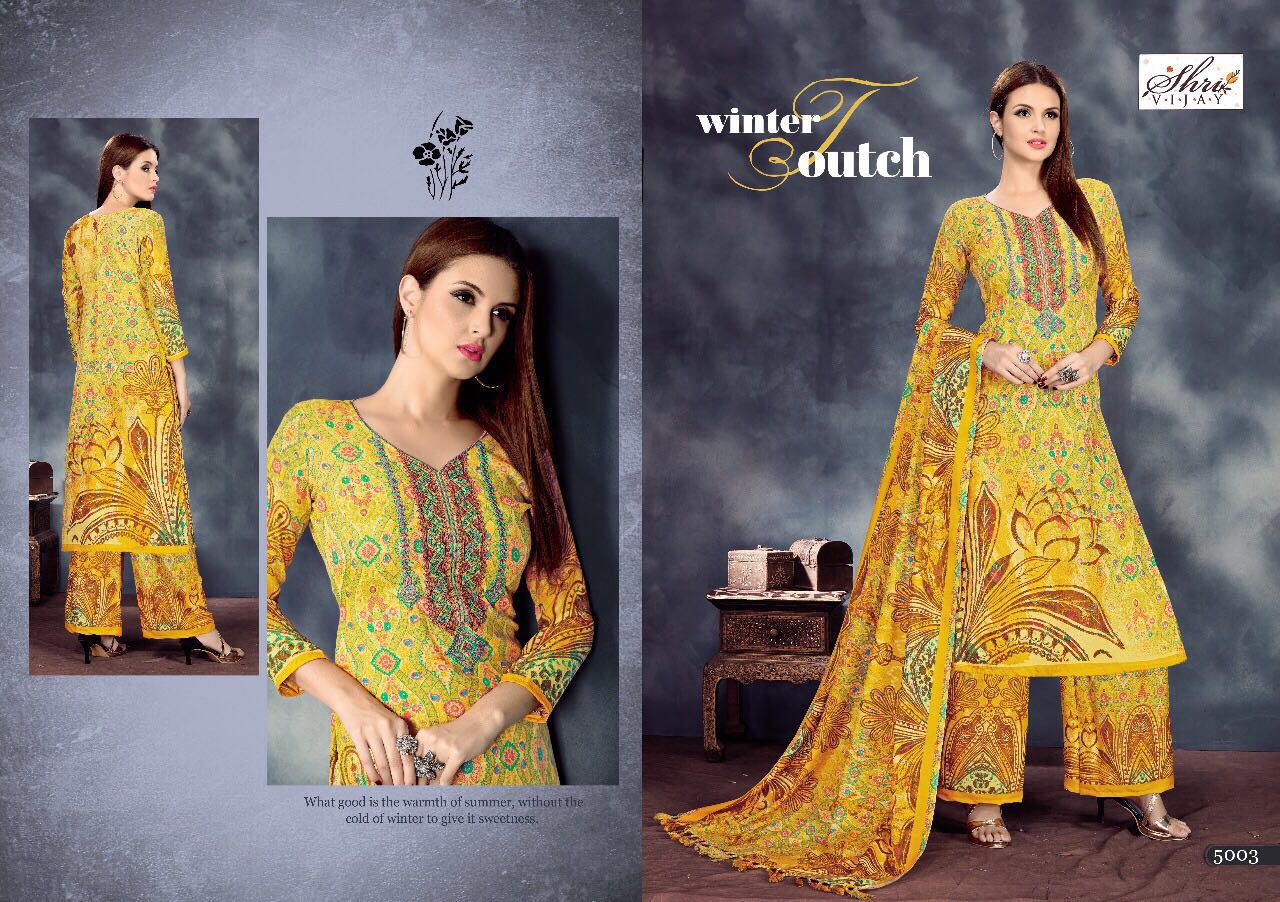 Sahanaz By Shri Vijay 5001 To 5010 Series Beautiful Pakistani Suits With Self Embroidered Work & Print Fancy Party Wear & Occasional Wear Pure Pashmina Jac. Dresses At Wholesale Price