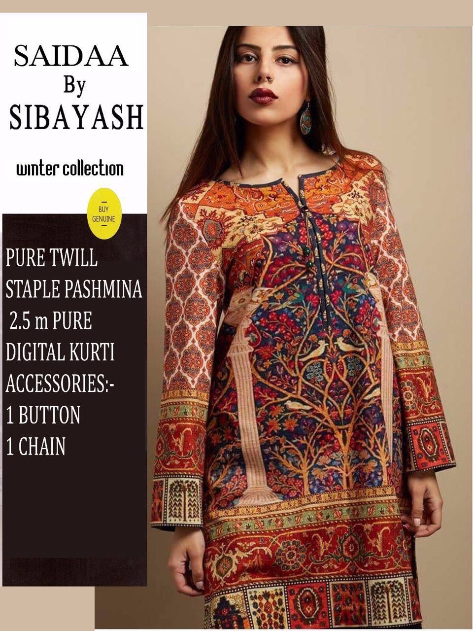 Saidaa By Sibayash 01 To 05 Series Beautiful Colorful Stylish Fancy Winter Wear & Casual Wear Pashmina Twill Digital Printed Kurtis At Wholesale Price