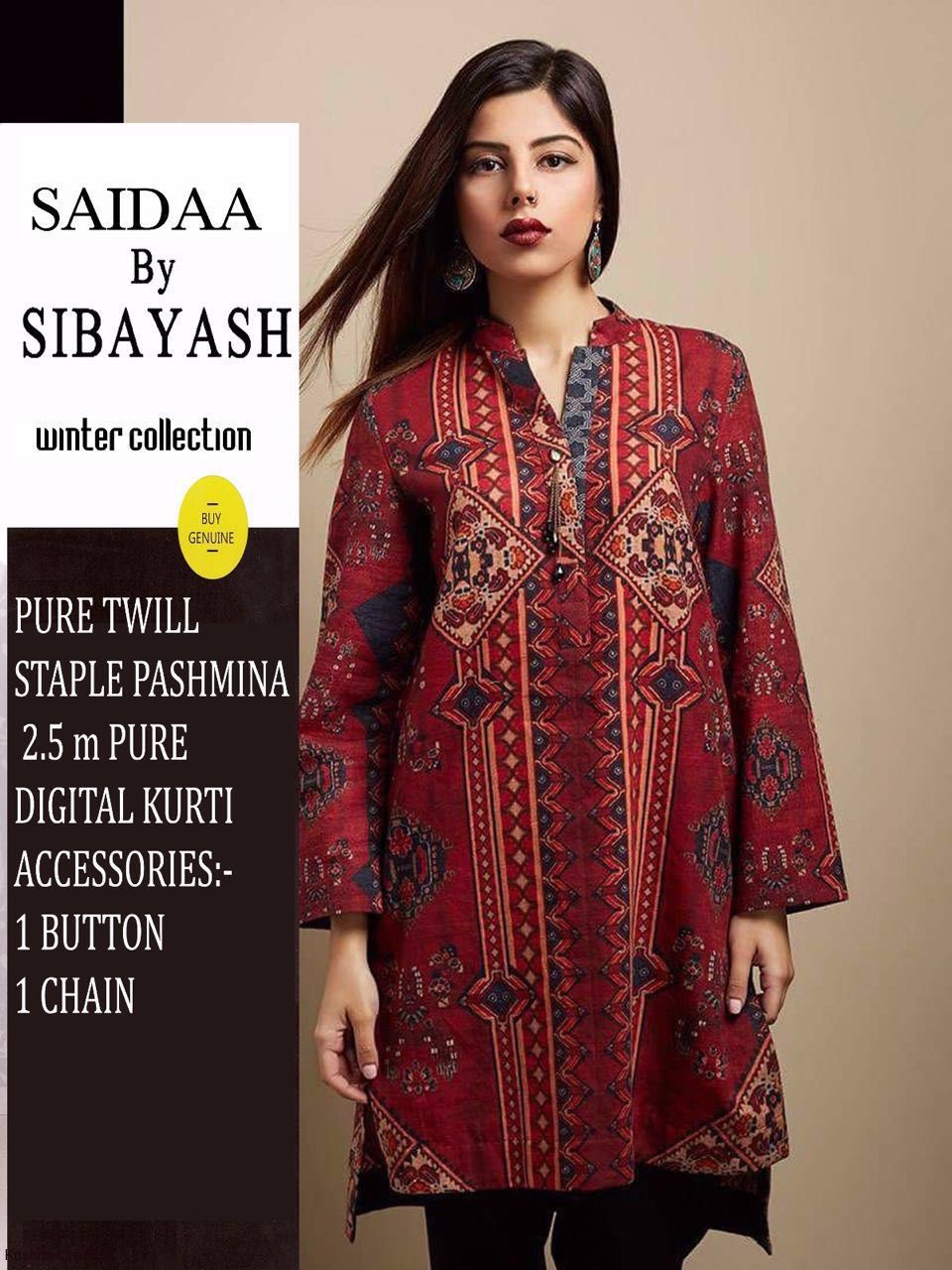 Saidaa By Sibayash 01 To 05 Series Beautiful Colorful Stylish Fancy Winter Wear & Casual Wear Pashmina Twill Digital Printed Kurtis At Wholesale Price