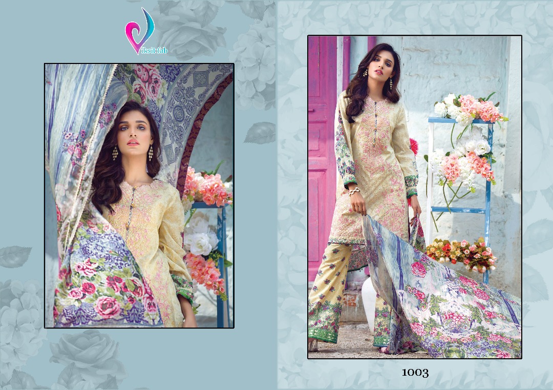 Saira Lawn 1001 To 1008 Series By Viksit Fab Beautiful Colourful Stylish Fancy Pretty Party Wear Casual Wear Occasional Wear Printed Cotton Dresses At Wholesale Price