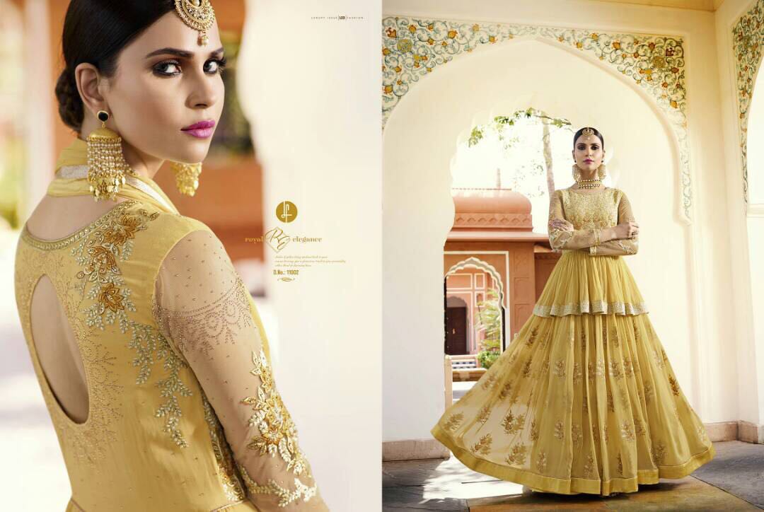 Sale - Aafreen-avida By Leo Fashions 11001 To 11009 Series Indian Stylish Beautiful Colourful Traditional Embroidered Party Wear Occasional Wear Georgette Dresses At Wholesale Price