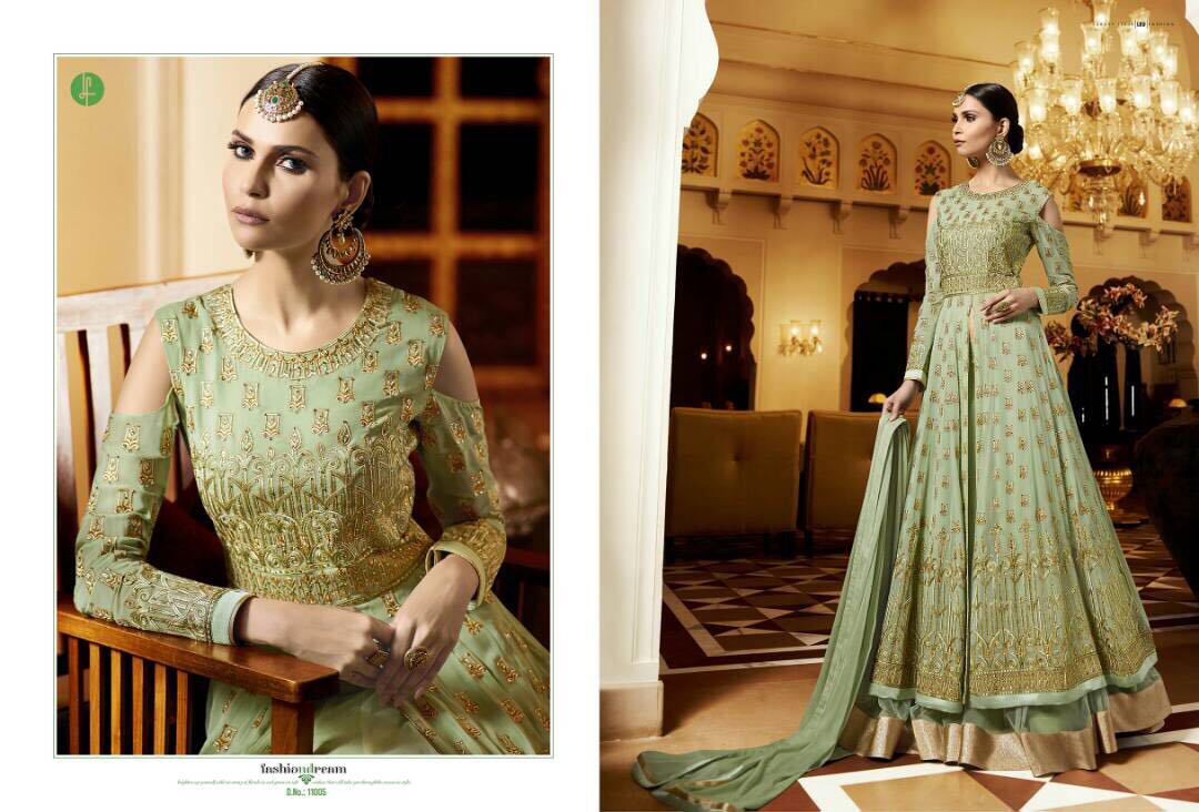 Sale - Aafreen-avida By Leo Fashions 11001 To 11009 Series Indian Stylish Beautiful Colourful Traditional Embroidered Party Wear Occasional Wear Georgette Dresses At Wholesale Price