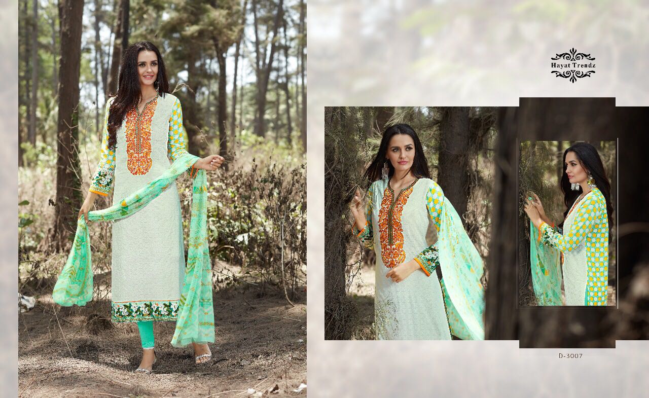 (sale)-mayra By Hayat Trendz 3006 To 3013 Series Indian Designer Suits Colorful Stylish Beautiful Embroidered Casual Wear Party Wear & Occasional Wear Lawn Cotton Dresses At Wholesale Price