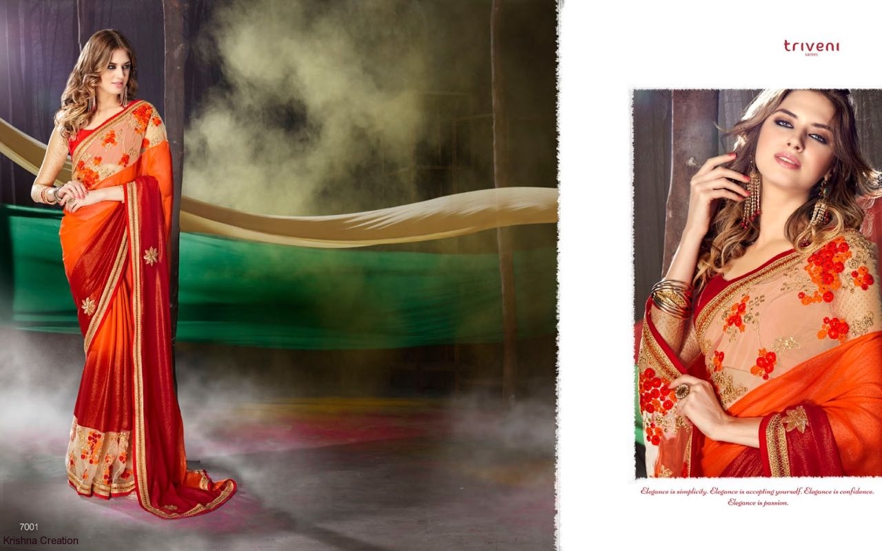 Sale-sanskriti 7001 Series By Triveni Sarees Beautiful Embroidered Colourful Stylish Fancy Pretty Party Wear Casual Wear Occasional Wear Printed Georgette Sarees At Wholesale Price
