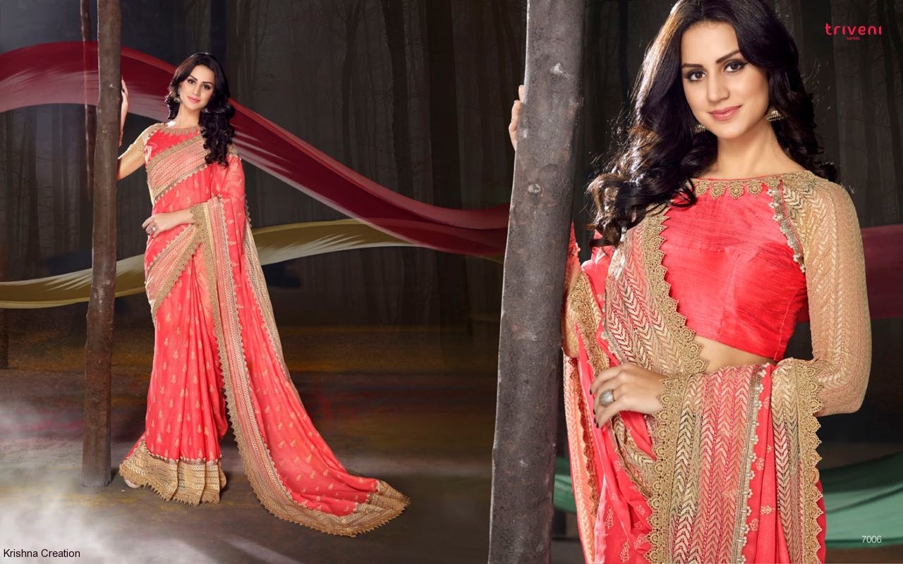 Sale-sanskriti 7001 Series By Triveni Sarees Beautiful Embroidered Colourful Stylish Fancy Pretty Party Wear Casual Wear Occasional Wear Printed Georgette Sarees At Wholesale Price