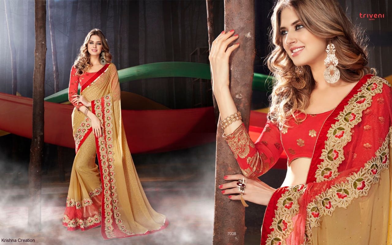 Sale-sanskriti 7001 Series By Triveni Sarees Beautiful Embroidered Colourful Stylish Fancy Pretty Party Wear Casual Wear Occasional Wear Printed Georgette Sarees At Wholesale Price