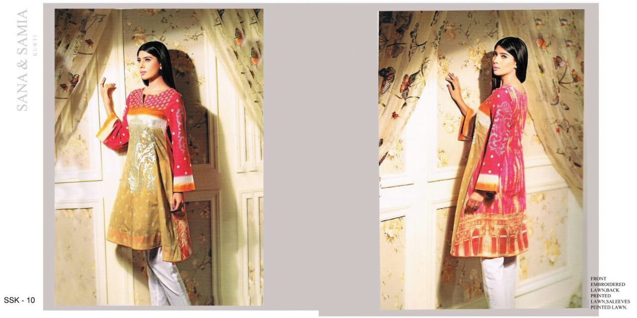 Sana & Samia By Fashion Track 01 To 10 Series Pakistani Beautiful Stylish Designer Heavy Embroidered Casual Wear Glaze Cotton Kurtis At Wholesale Price