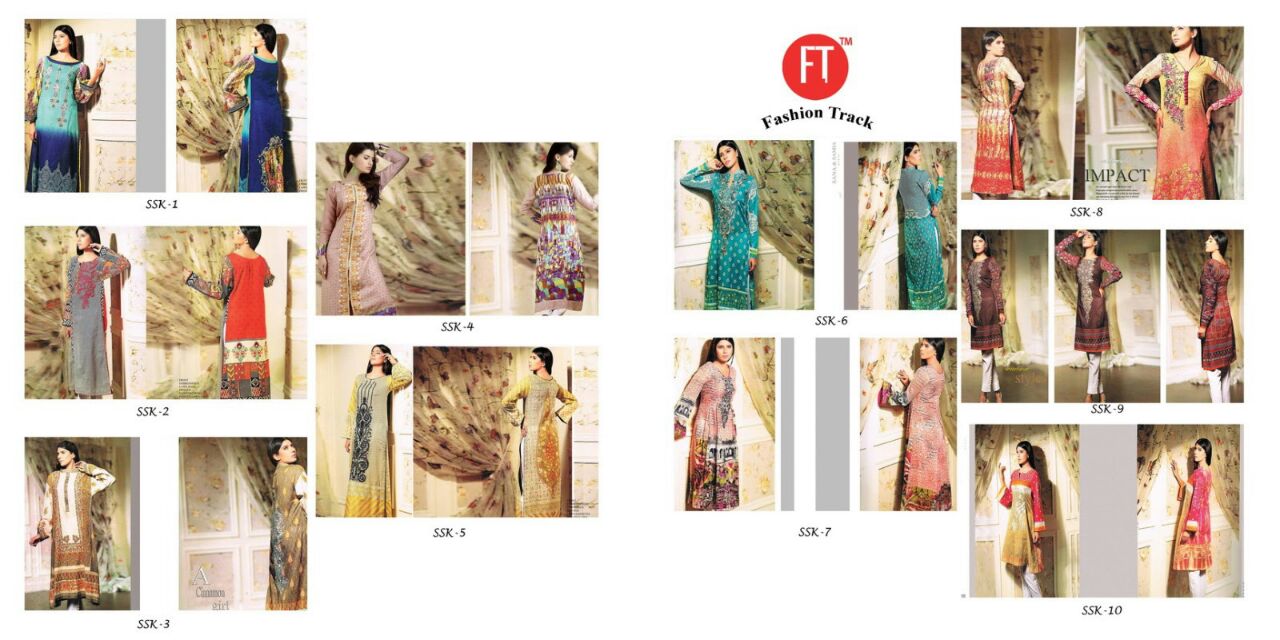 Sana & Samia By Fashion Track 01 To 10 Series Pakistani Beautiful Stylish Designer Heavy Embroidered Casual Wear Glaze Cotton Kurtis At Wholesale Price