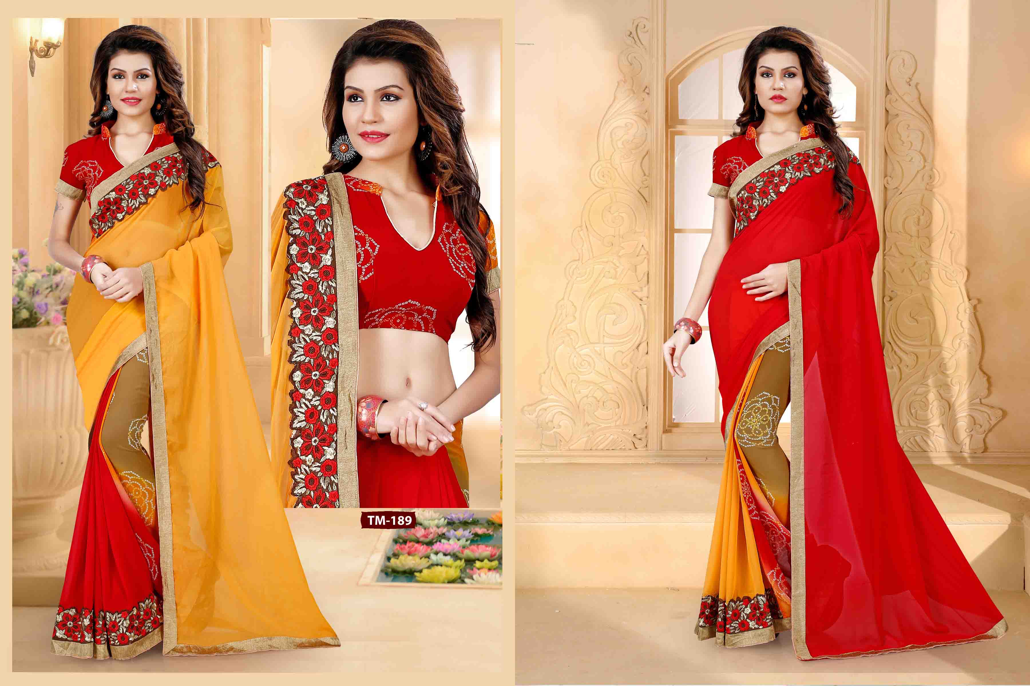 Saree Sagar By Tulsi Mantra 189 To 200 Series Intian Traditional Beautiful Stylish Designer Embroidered Party Wear Georgette Dresses At Wholesale Price