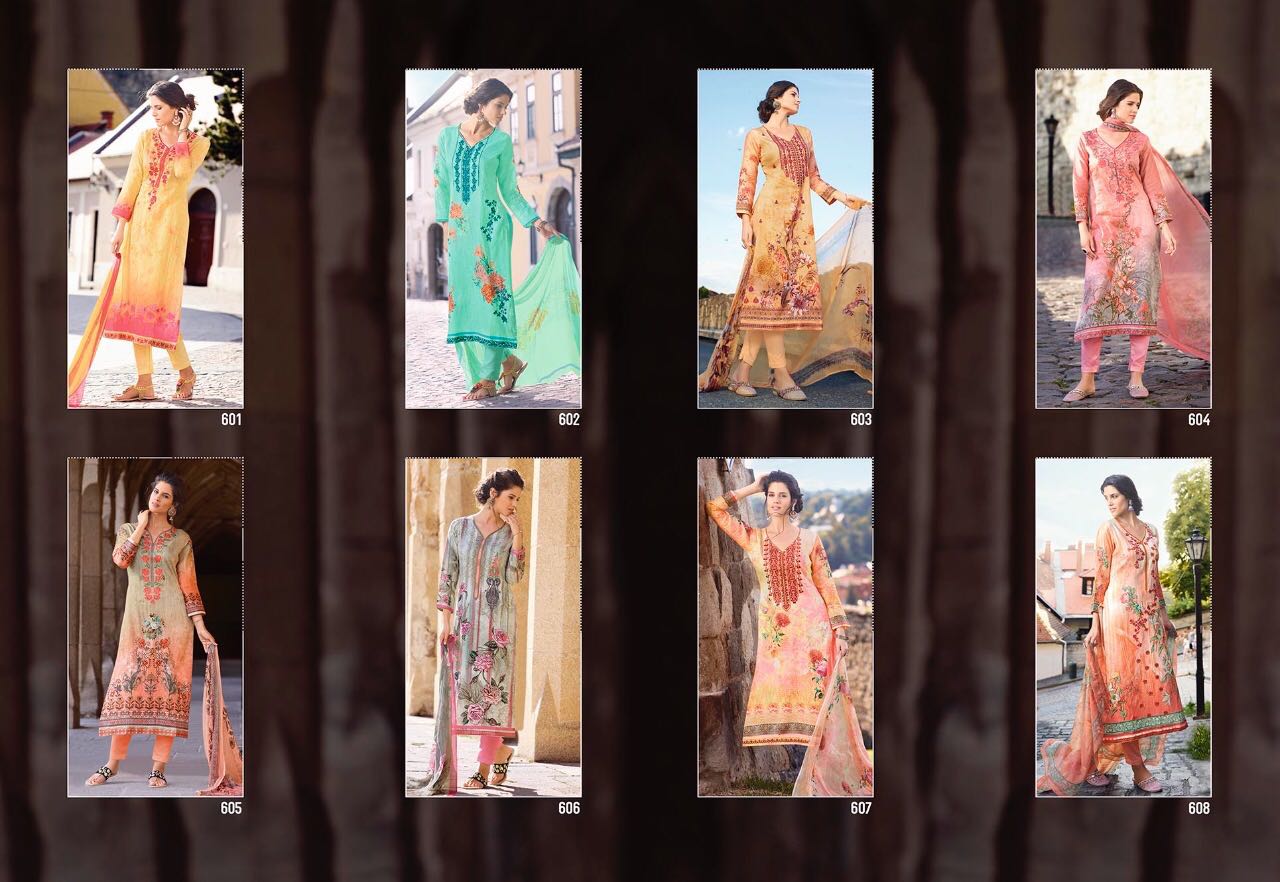 Shalin By Sajjan 601 To 608 Series Indian Suits Beautiful Colorful Embroidered Designer Stylish Casual Wear Party Wear & Occasional Wear Satin Digital Printed Dresses At Wholesale Price