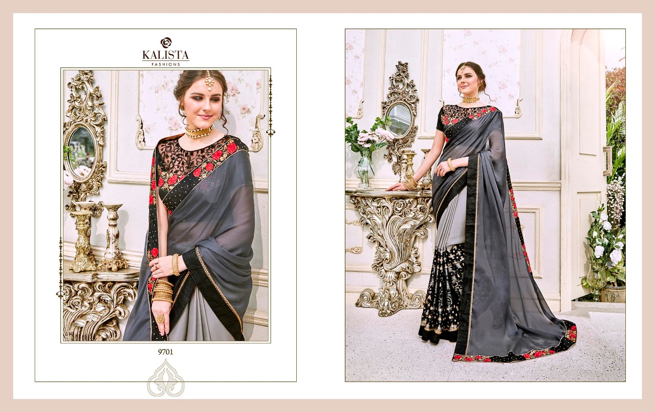 Shubham Vol-2 By Kalista Fashion 9701 To 9712 Series Designer Beautiful Stylish Colorful Fancy Synthetic Party Wear & Occasional Wear Fancy Work Sarees At Wholesale Price