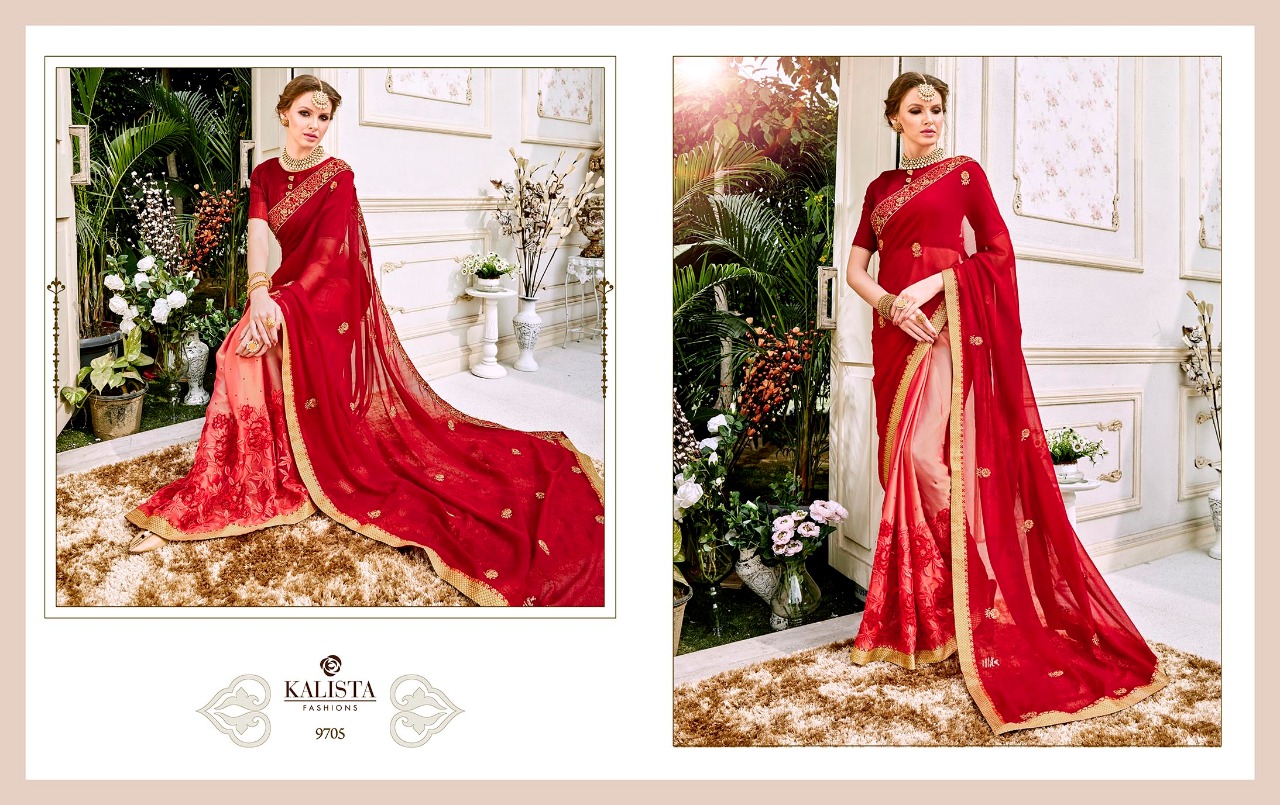 Shubham Vol-2 By Kalista Fashion 9701 To 9712 Series Designer Beautiful Stylish Colorful Fancy Synthetic Party Wear & Occasional Wear Fancy Work Sarees At Wholesale Price