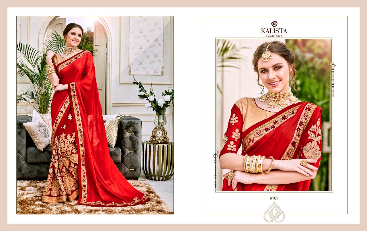 Shubham Vol-2 By Kalista Fashion 9701 To 9712 Series Designer Beautiful Stylish Colorful Fancy Synthetic Party Wear & Occasional Wear Fancy Work Sarees At Wholesale Price
