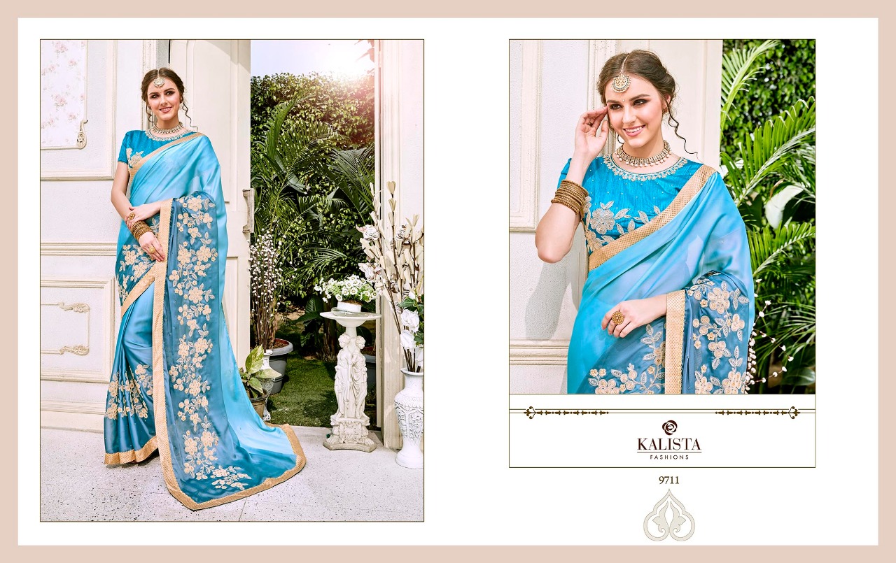 Shubham Vol-2 By Kalista Fashion 9701 To 9712 Series Designer Beautiful Stylish Colorful Fancy Synthetic Party Wear & Occasional Wear Fancy Work Sarees At Wholesale Price