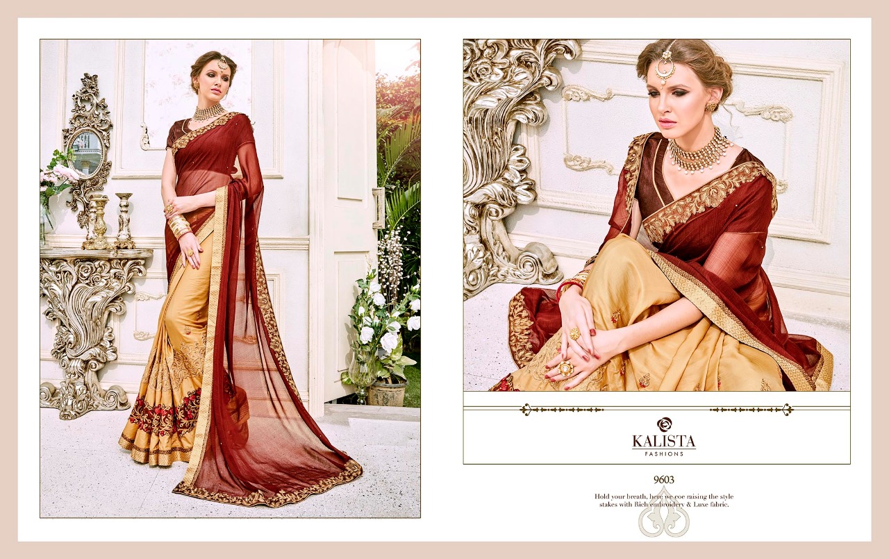 Shubham Vol-2 By Kalista Fashion 9701 To 9712 Series Designer Beautiful Stylish Colorful Fancy Synthetic Party Wear & Occasional Wear Fancy Work Sarees At Wholesale Price