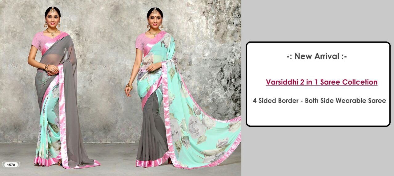 Signature 2 In 1 By Varsiddhi Fashions 1575 To 1585 Series Beautiful Stylish Designer Floral Printed Half & Half Georgette Sarees At Wholesale Price