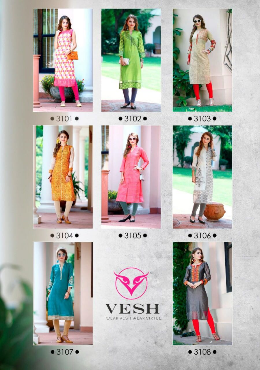 Silky By Vesh 3101 To 3108 Series Stylish Colorful Fancy Beautiful Casual Wear & Ethnic Wear Cotton Embroidered & Printed Kurtis At Wholesale Price