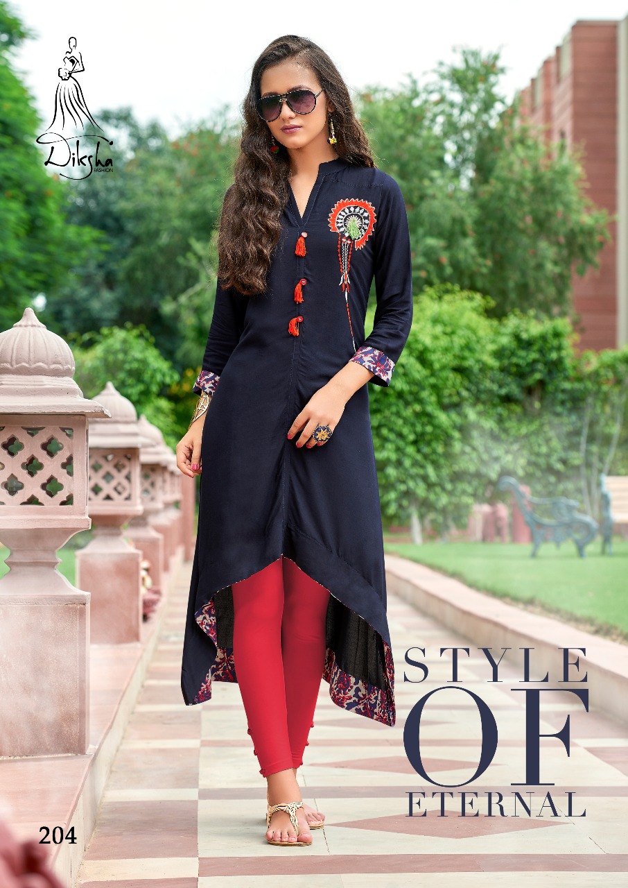 Siya Vol-2 By Diksha Fashion 201 To 212 Series Beautiful Colorful Stylish Fancy Casual Wear & Ready To Wear Heavy Rayon Embroidered Kurtis At Wholesale Price