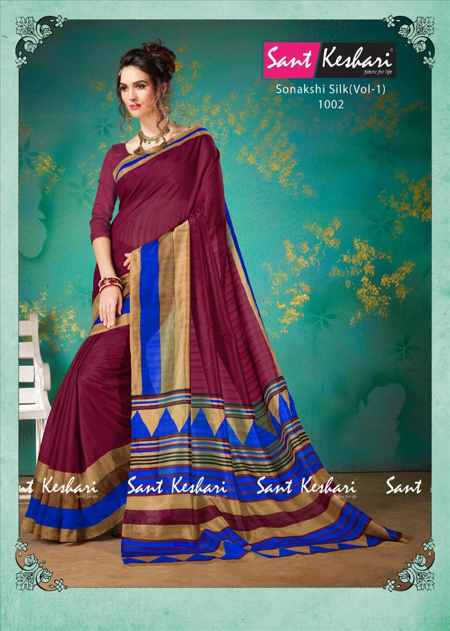 Sonakshi Silk Vol-1 By Sant Keshari 1001 To 1009 Series Beautiful Fancy Colorful Traditional Wear Festive Collection Party Wear & Occasional Wear Bhagalpuri Cotton Sarees At Wholesale Price