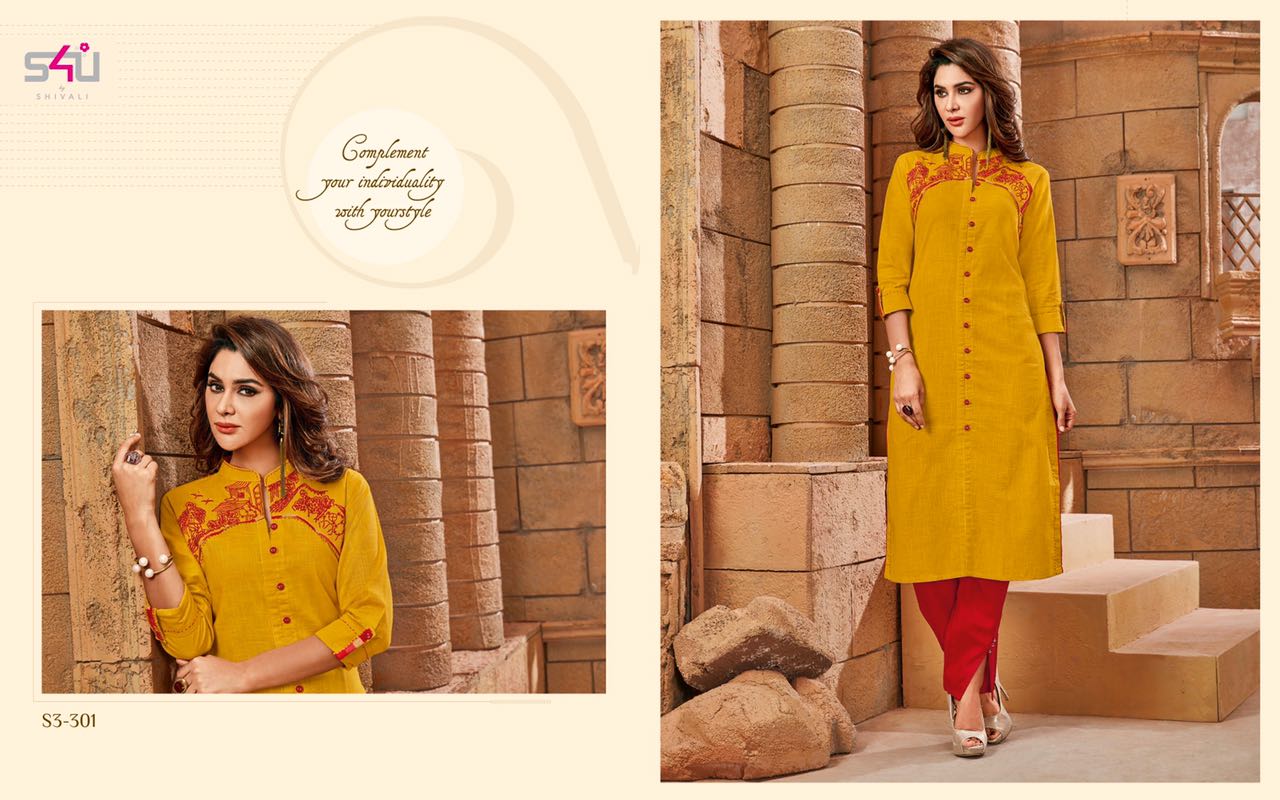 Sophie Vol-3 By S4u Fashion 301 To 312 Series Beautiful Colorful Fancy Stylish Casual Wear & Ethnic Wear Cotton Printed & Embroidered Kurtis At Wholesale Price