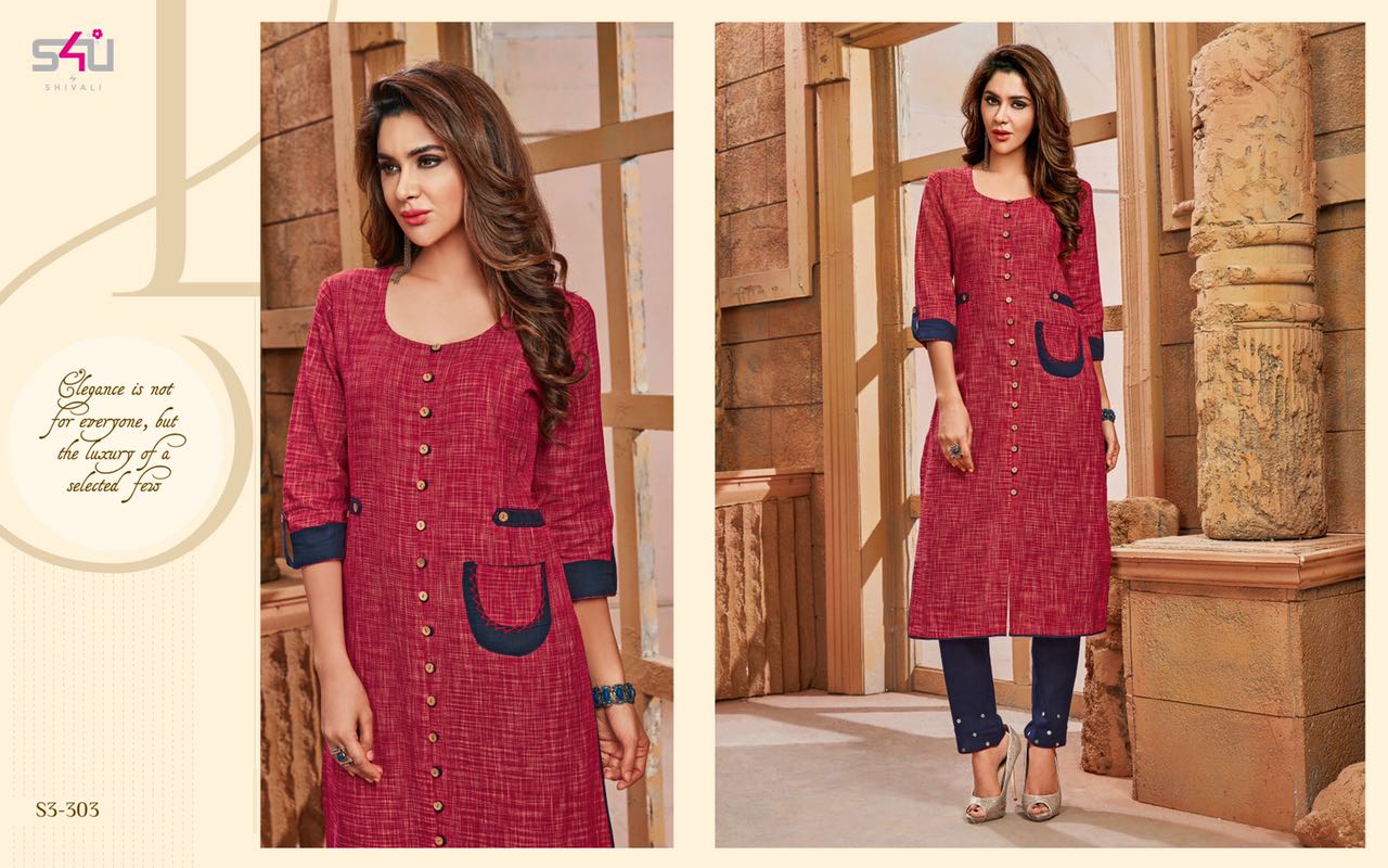 Sophie Vol-3 By S4u Fashion 301 To 312 Series Beautiful Colorful Fancy Stylish Casual Wear & Ethnic Wear Cotton Printed & Embroidered Kurtis At Wholesale Price