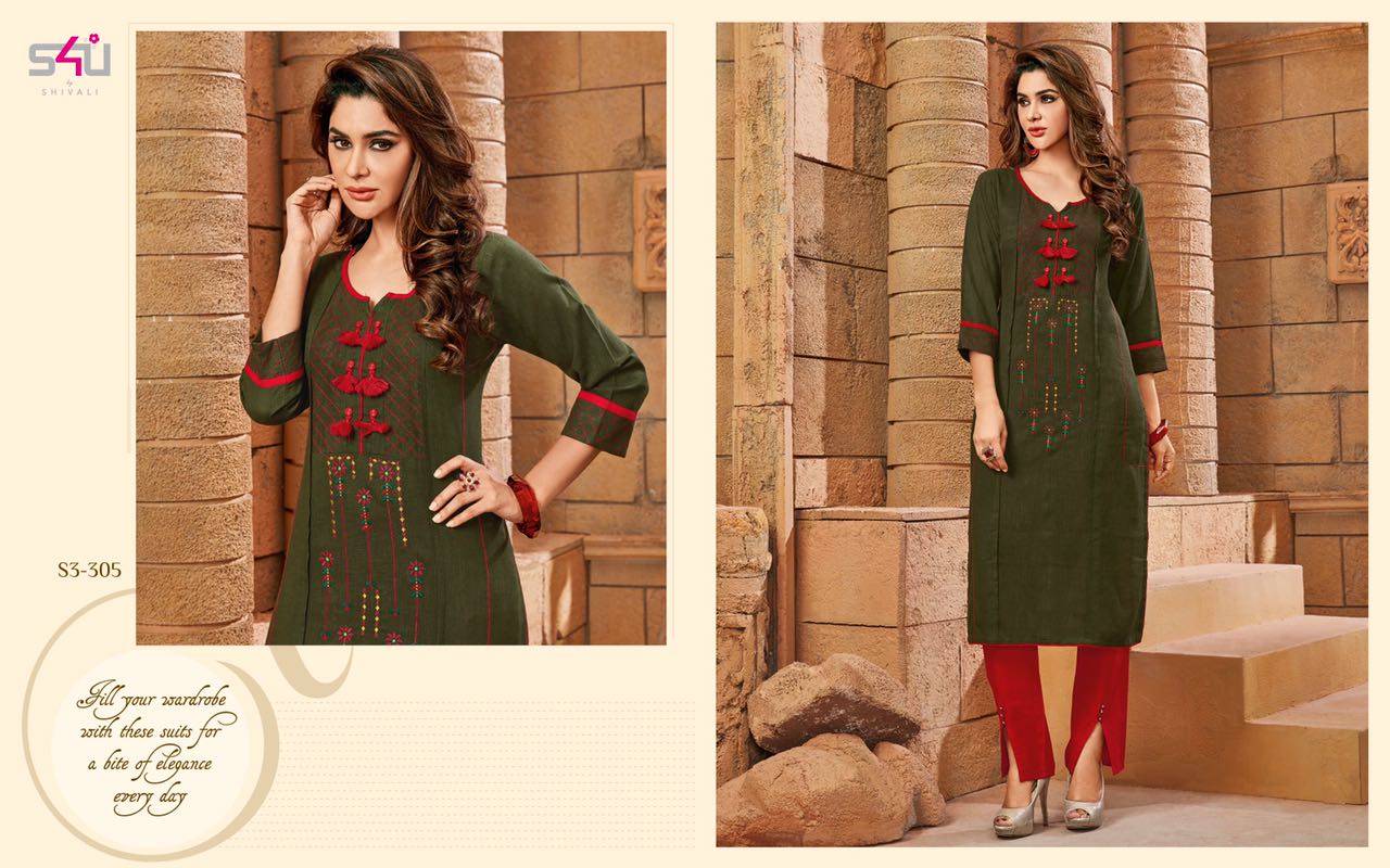 Sophie Vol-3 By S4u Fashion 301 To 312 Series Beautiful Colorful Fancy Stylish Casual Wear & Ethnic Wear Cotton Printed & Embroidered Kurtis At Wholesale Price