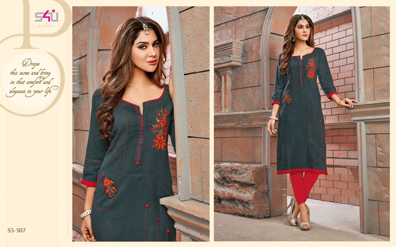 Sophie Vol-3 By S4u Fashion 301 To 312 Series Beautiful Colorful Fancy Stylish Casual Wear & Ethnic Wear Cotton Printed & Embroidered Kurtis At Wholesale Price
