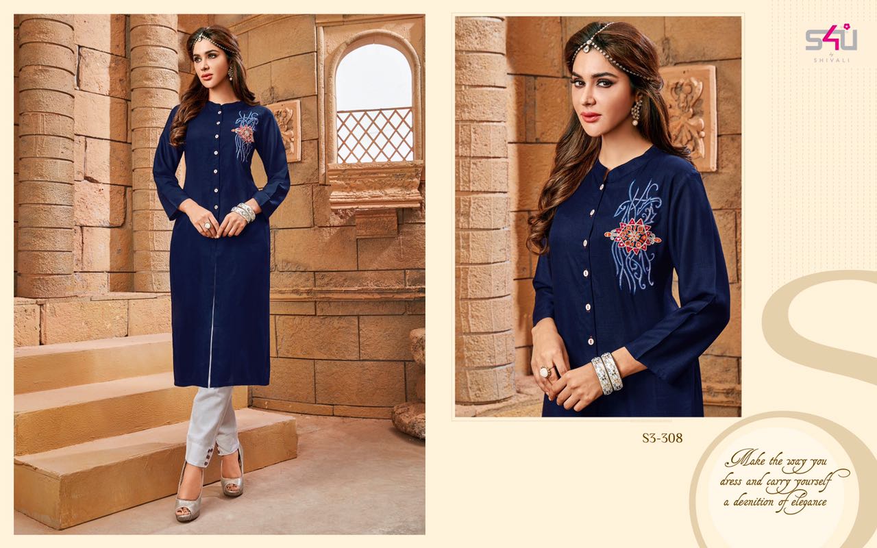 Sophie Vol-3 By S4u Fashion 301 To 312 Series Beautiful Colorful Fancy Stylish Casual Wear & Ethnic Wear Cotton Printed & Embroidered Kurtis At Wholesale Price